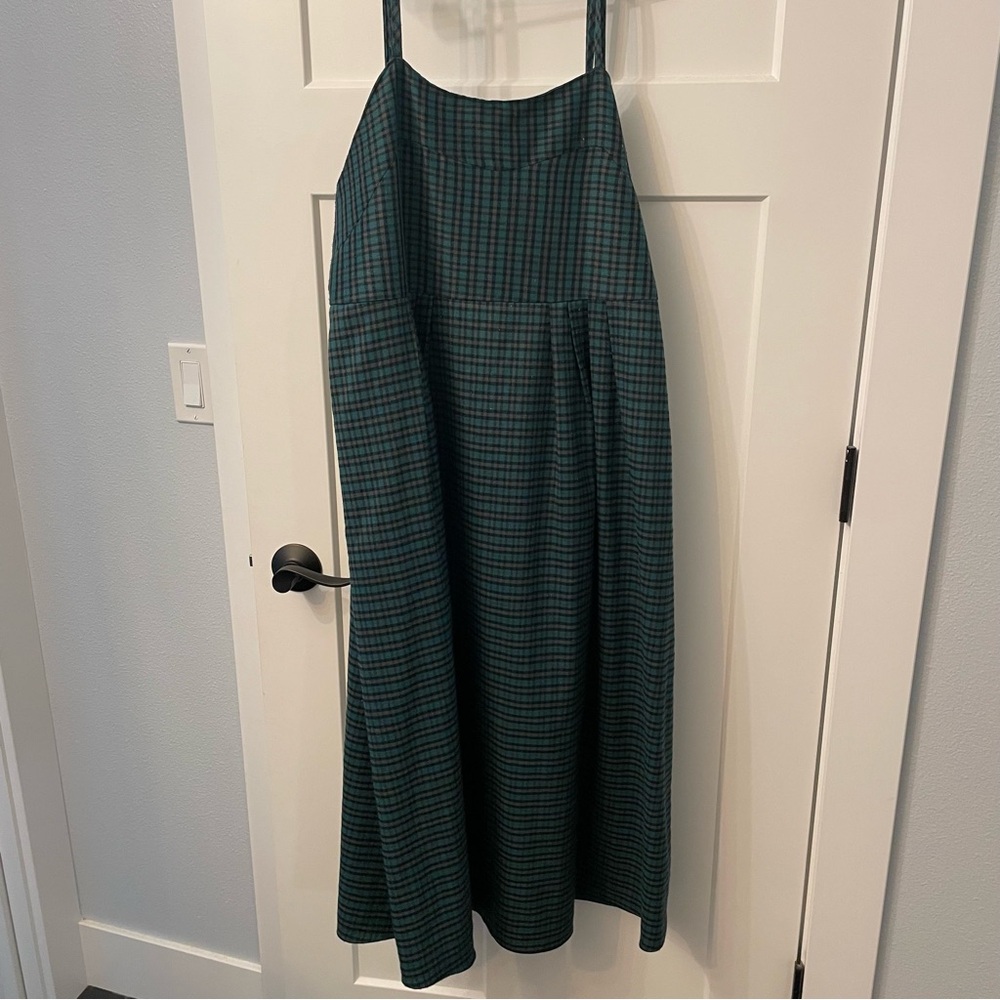 Green Plaid Sleeveless Dress